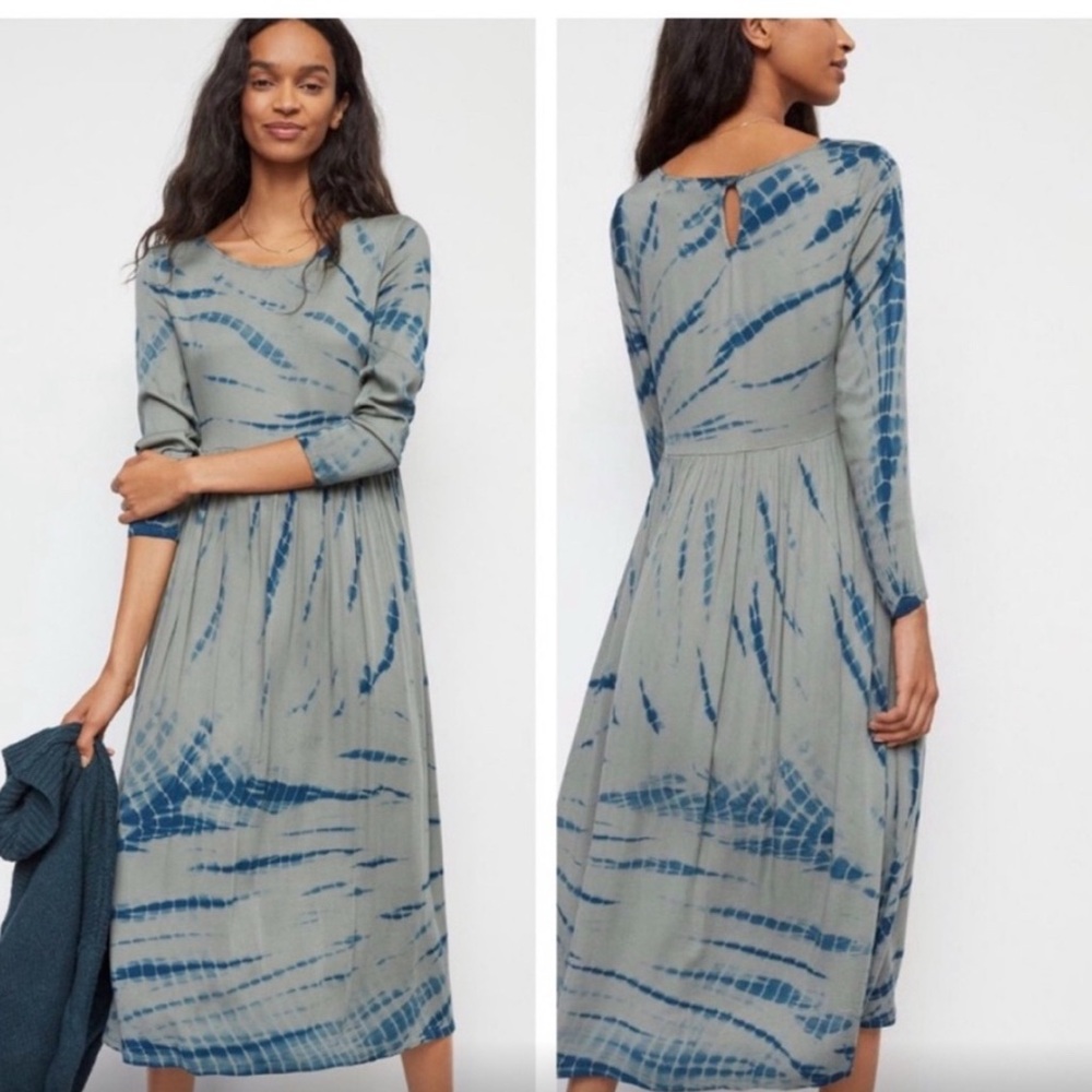 Anthropologie Dolan Blue and Gray tie dye Maxi Dress in size small